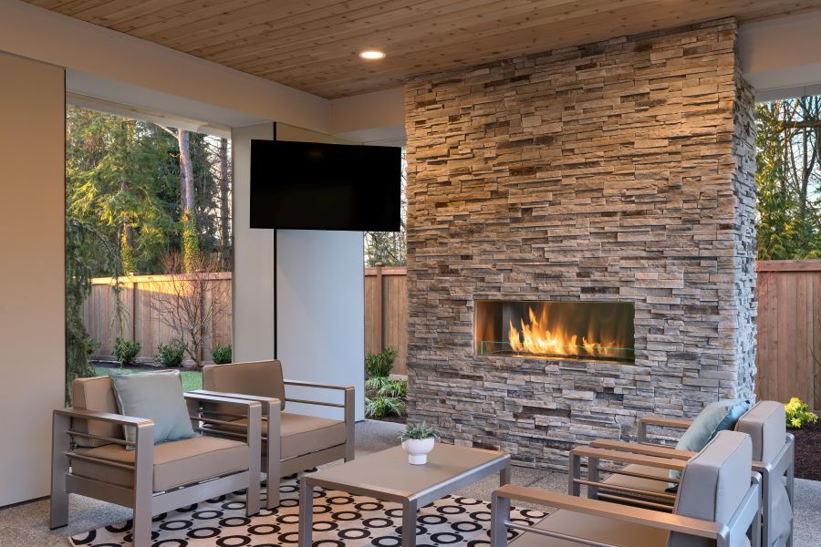 electric fireplace outside